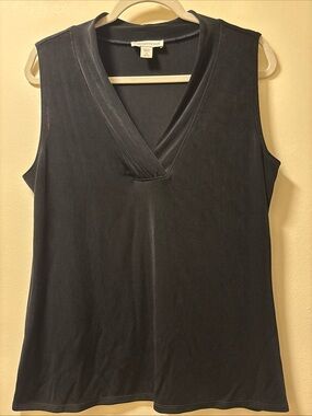 Coldwater Creek Black Sleeveless V-Neck Tank Top